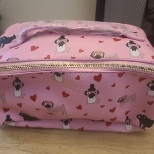 Pink Cosmetic Bag with Dog Print